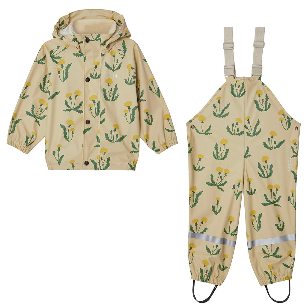 Unlined Rain Set, Yellow with Dandelion pattern, Product image, Front