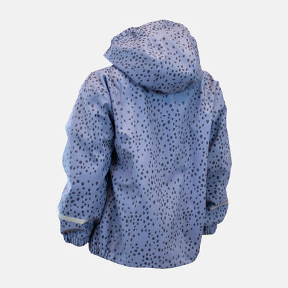 Lined rain jacket, blue with black dots, back, product image