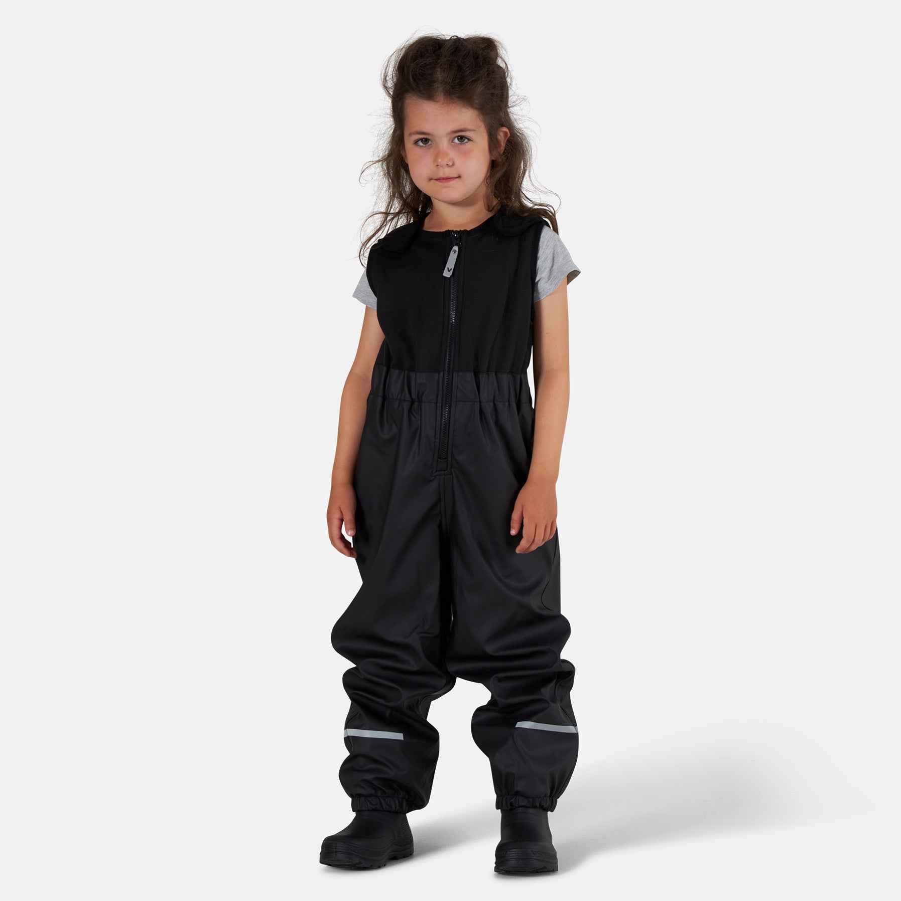 Lined rain pants, black, front, model image