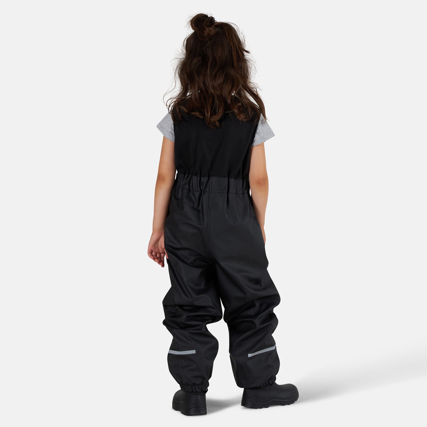 Lined rain pants, black, back, model image