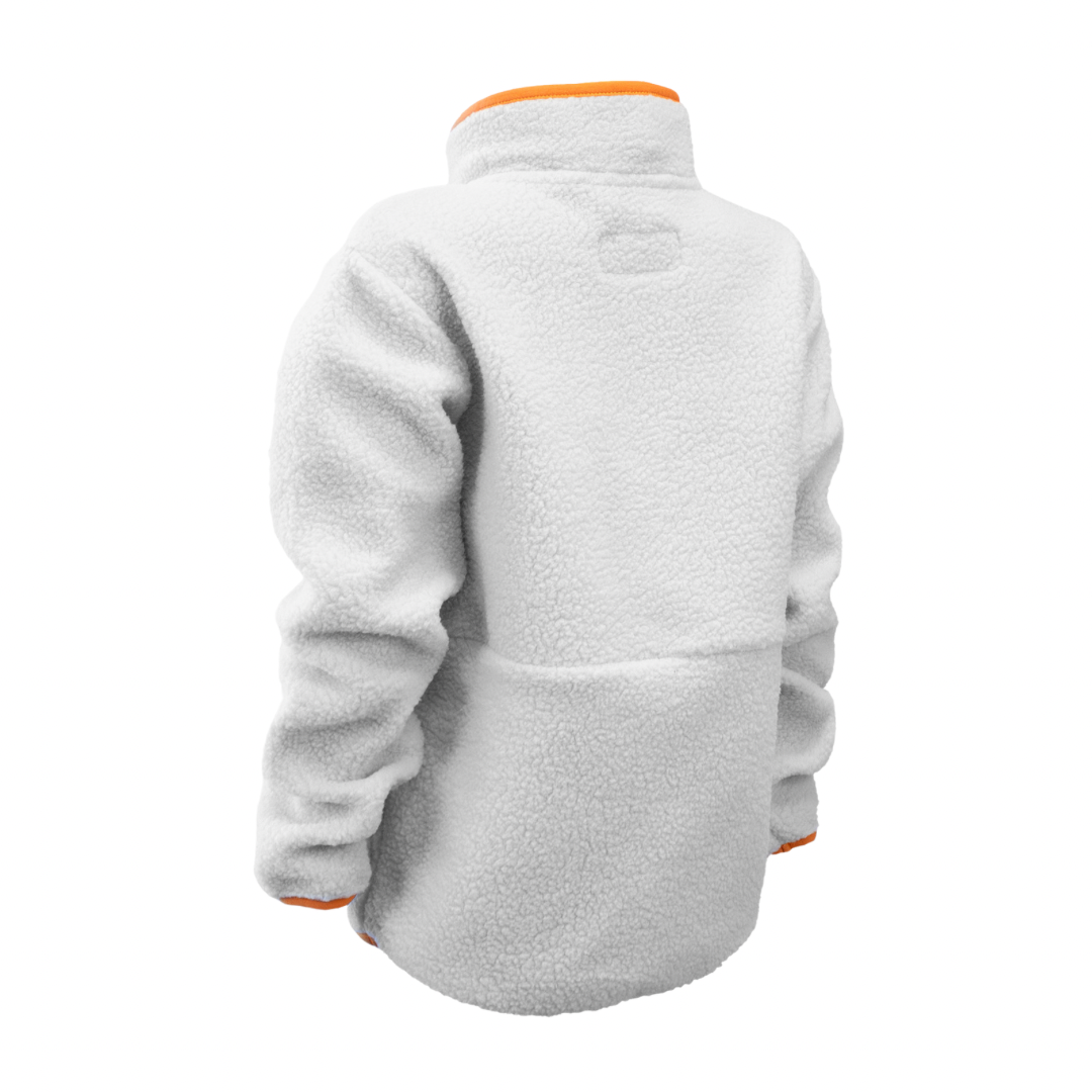 Pile fleece jacket, White and Orange, Product image, Back