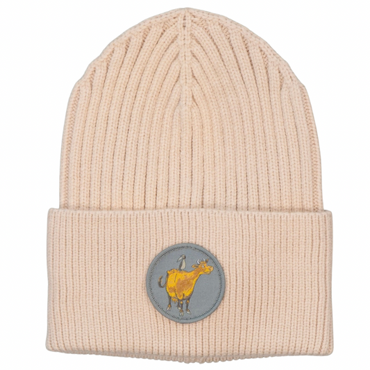 Kids knitted beanie, beige, product image